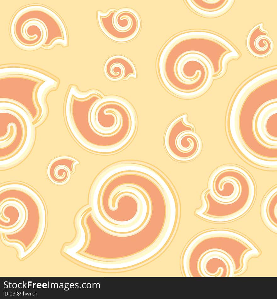 Cartoon beige seamless texture of a shell. Cartoon beige seamless texture of a shell