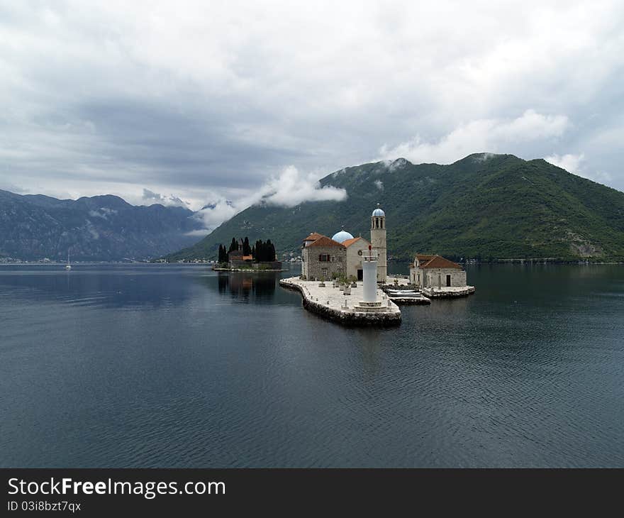 Gospa Od Skprjela and Sveti Djordje islands. Kotor bay, Montenegro. Gospa Od Skprjela and Sveti Djordje islands. Kotor bay, Montenegro