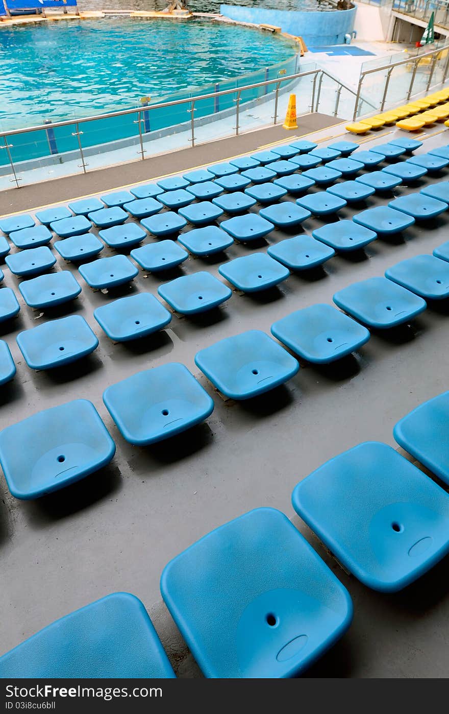 Blue plastic seats