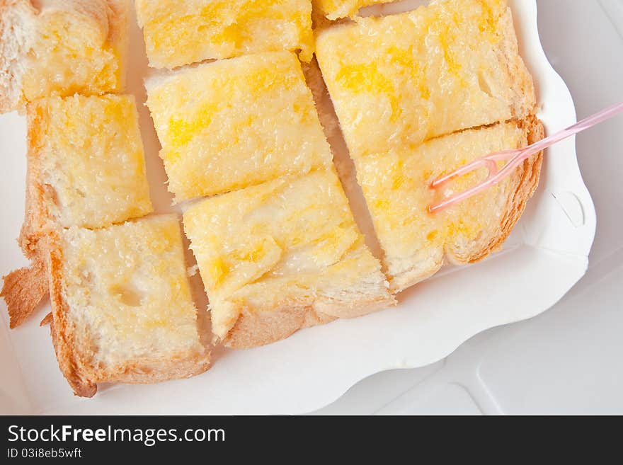 Breakfast with Bread on the table