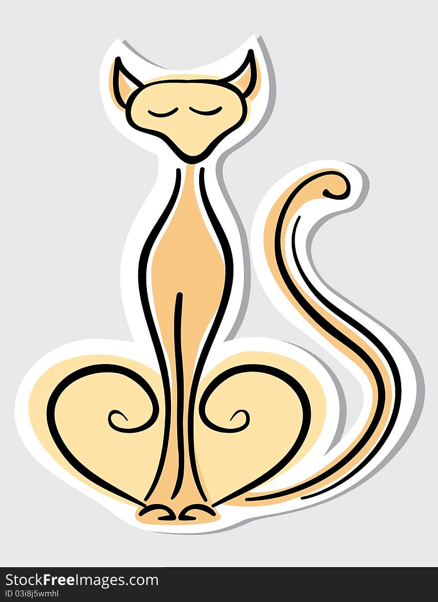 Sitting cat for your design. Sticker. Sitting cat for your design. Sticker