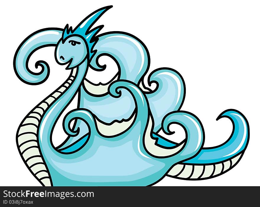 Beautiful water dragon on a white background. Year of a dragon.