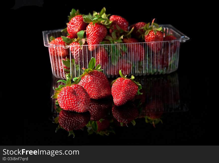 Red strawberry isolated on black. Red strawberry isolated on black