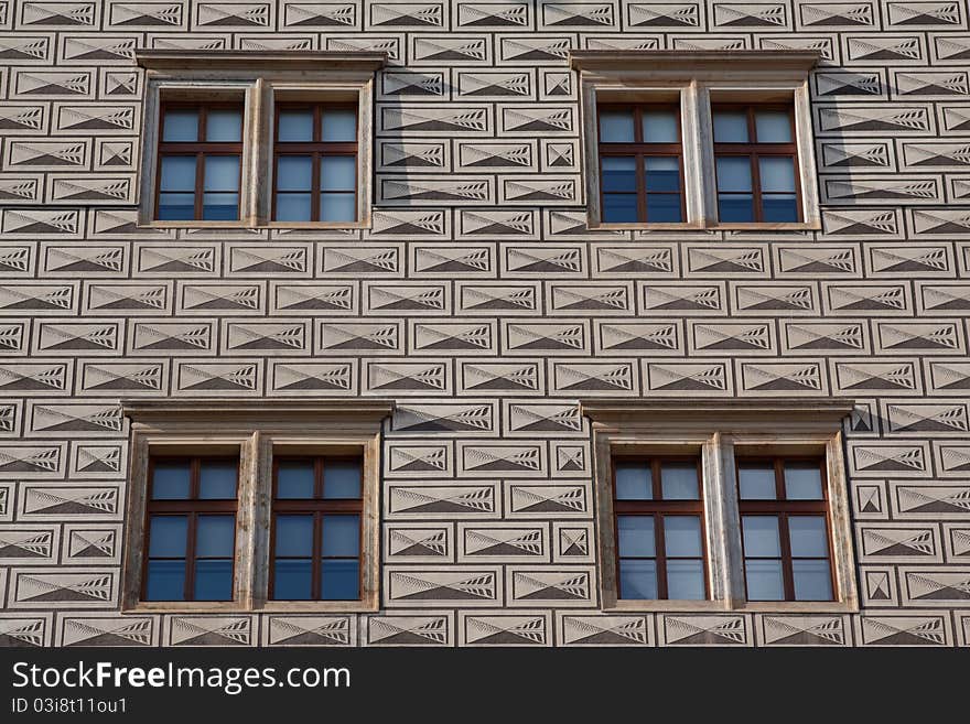 Four renaissance double windows in Prague castle. Four renaissance double windows in Prague castle