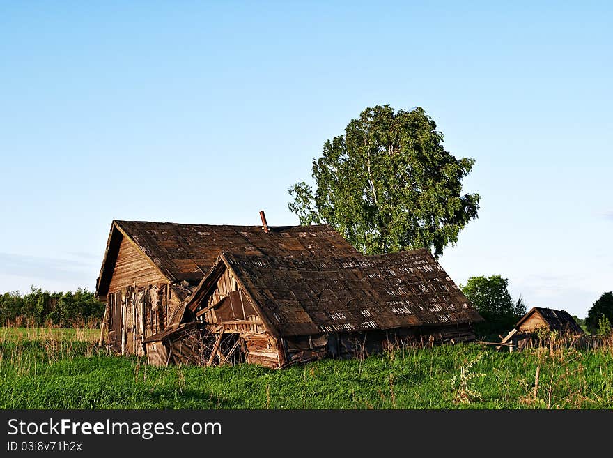 Abandoned old wooden houses in rural area