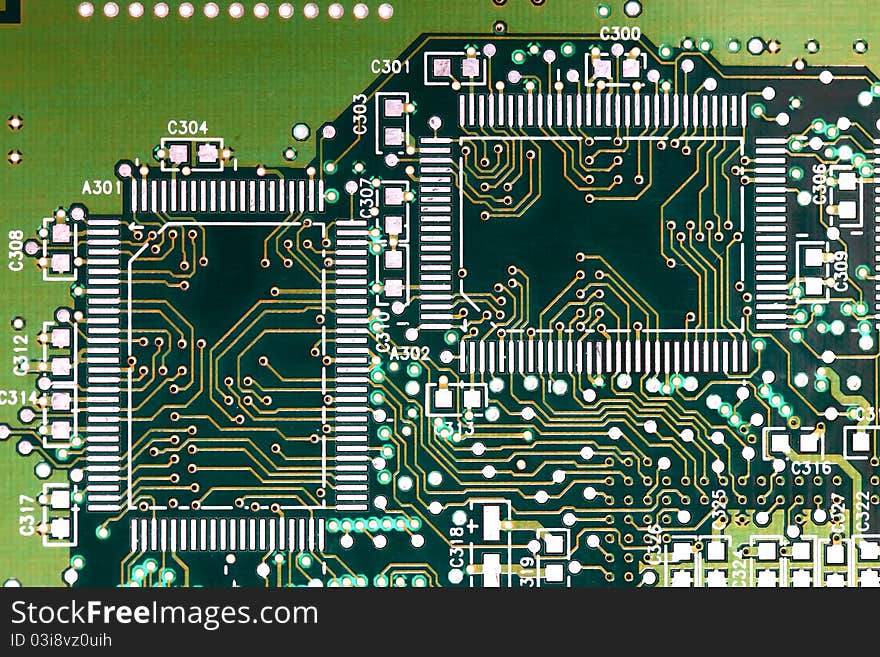 Close up of computer circuit board in black. Close up of computer circuit board in black