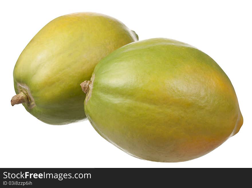 Two Ripe Papaya on a white Background. Two Ripe Papaya on a white Background