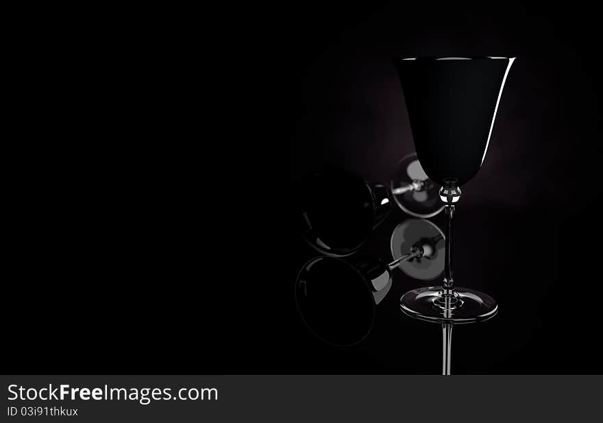 3d black wine glass