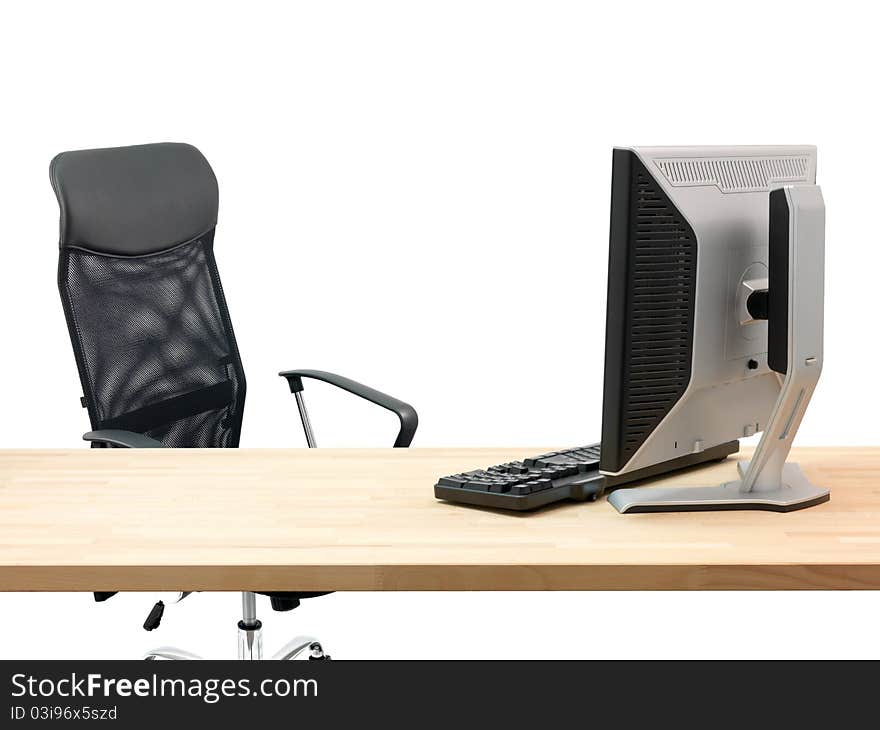 A workplace scene isolated against a white background