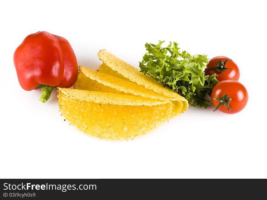 Taco shells with vegetables