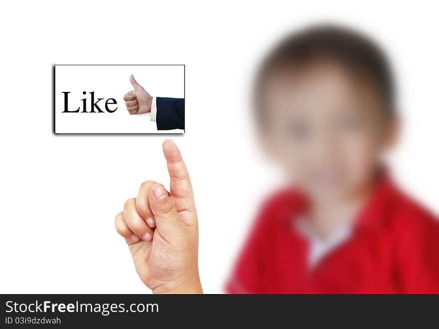 Boy pressing sign