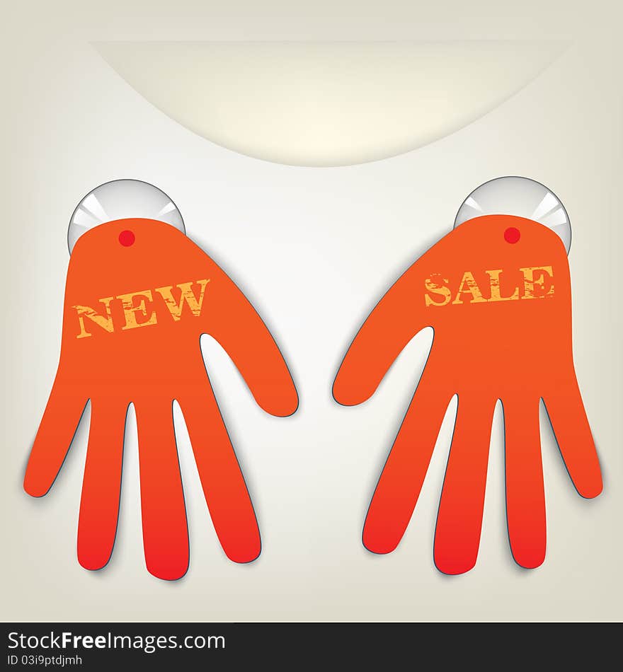 Two hands as stickers - sale new - orange