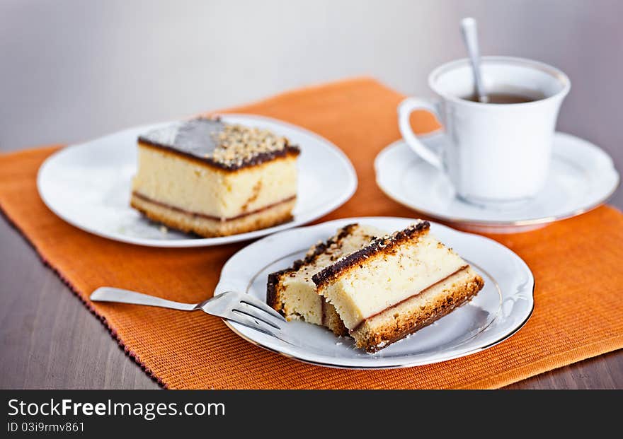 Cheese cake with coffee