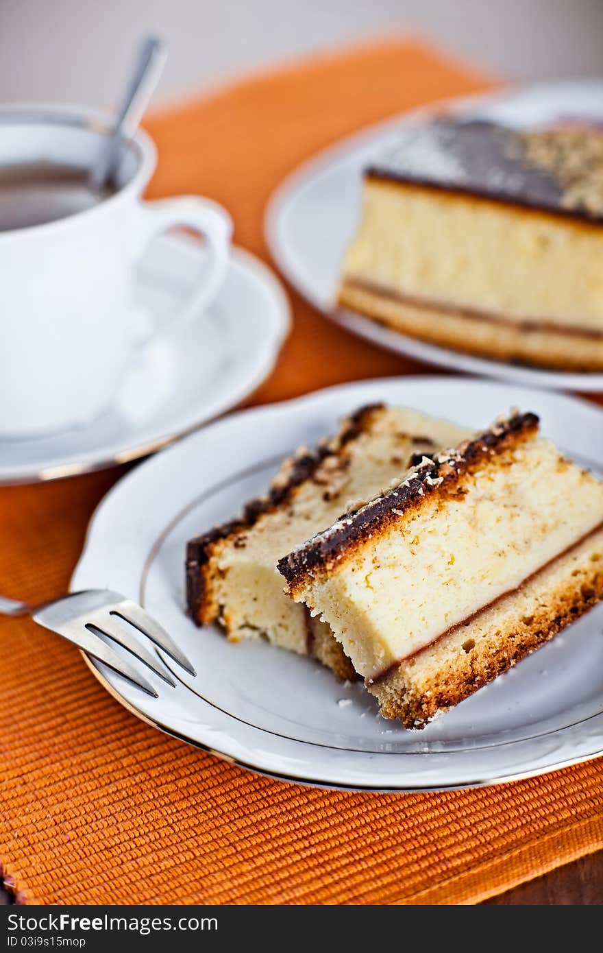 Cheese cake with coffee