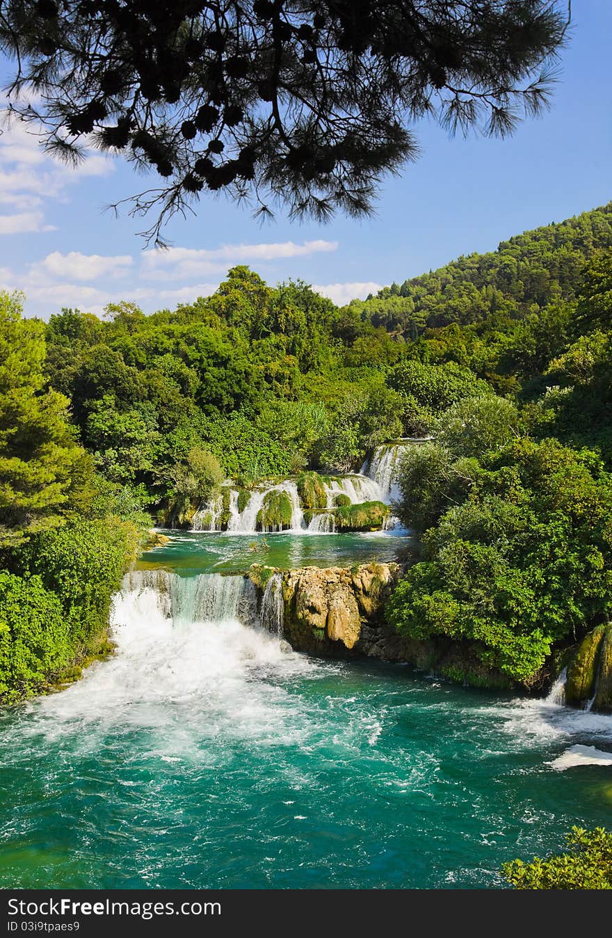 Waterfall KRKA in Croatia - nature travel background