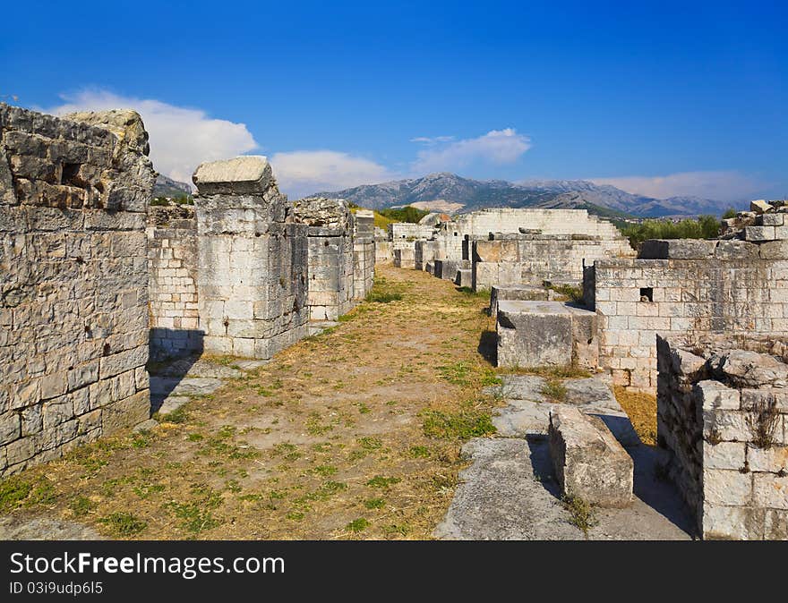 Ruins of the ancient amphitheater at Split, Croatia - archaeology background