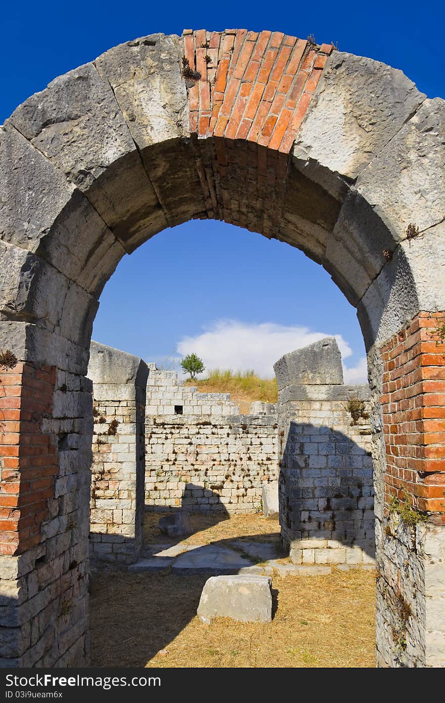 Ruins of the ancient amphitheater at Split, Croatia - archaeology background