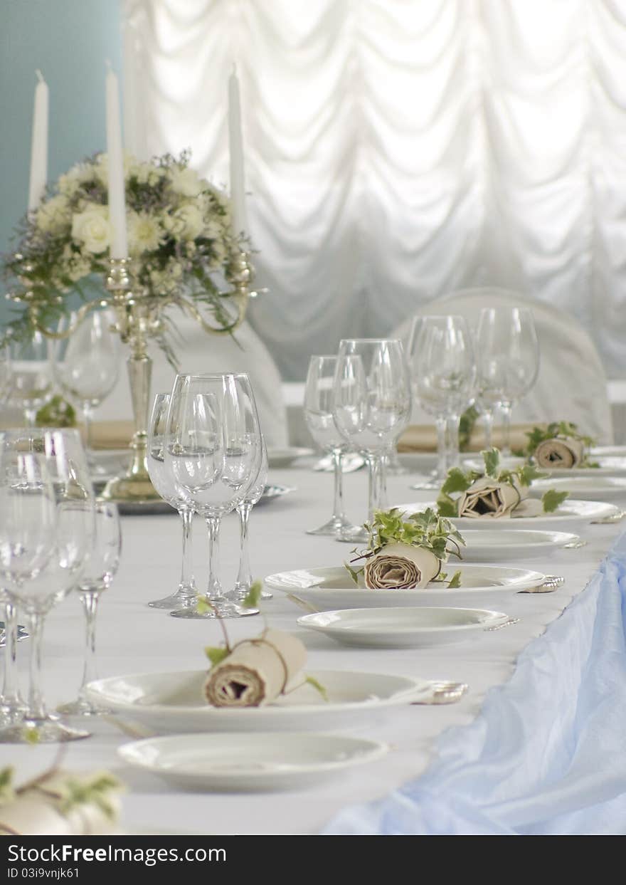 Beautiful served table with flovers