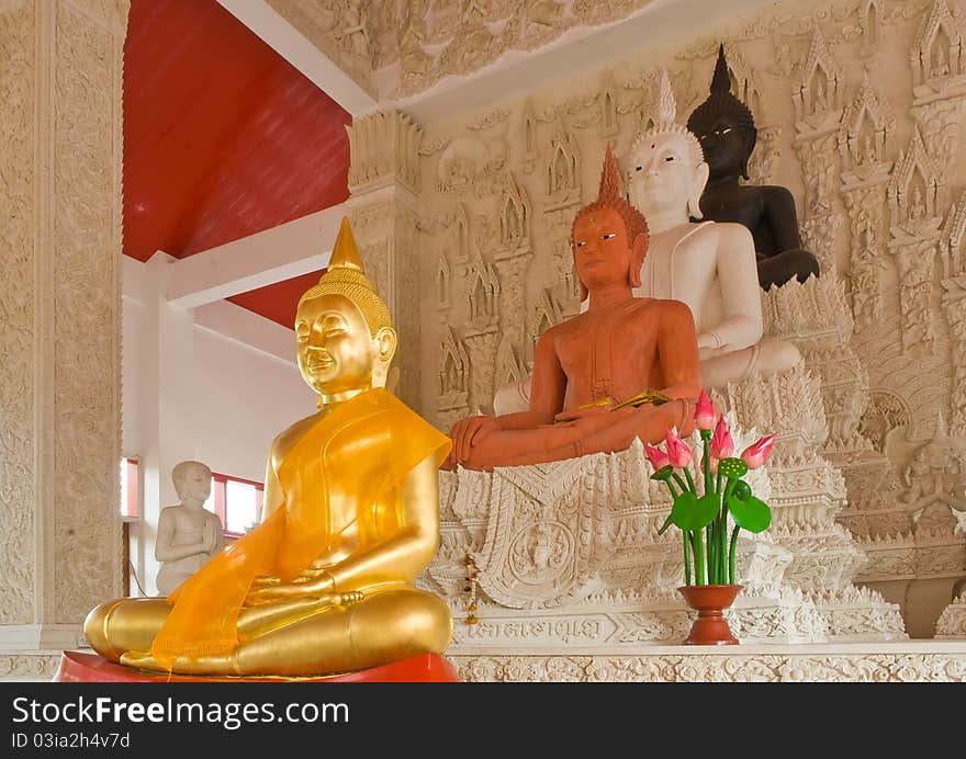 Buddha statues and angel in church ,Thailand. Buddha statues and angel in church ,Thailand