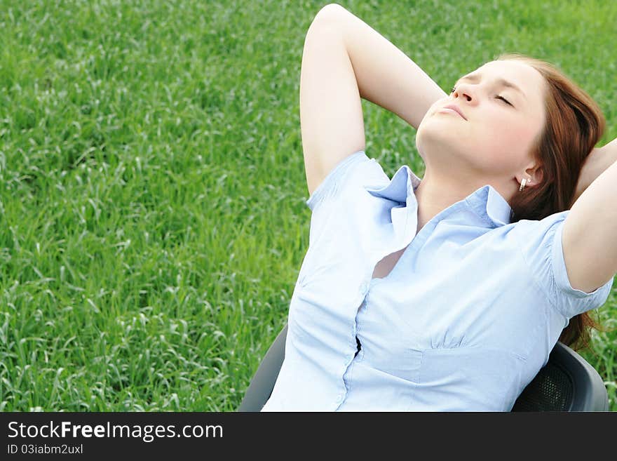 Girl resting in the field