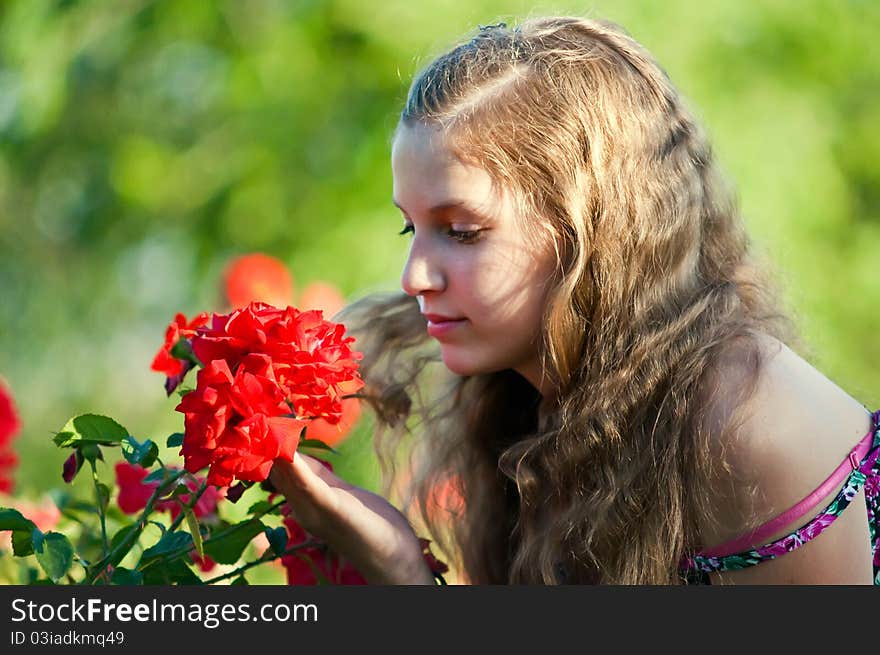 Girl with a roses .