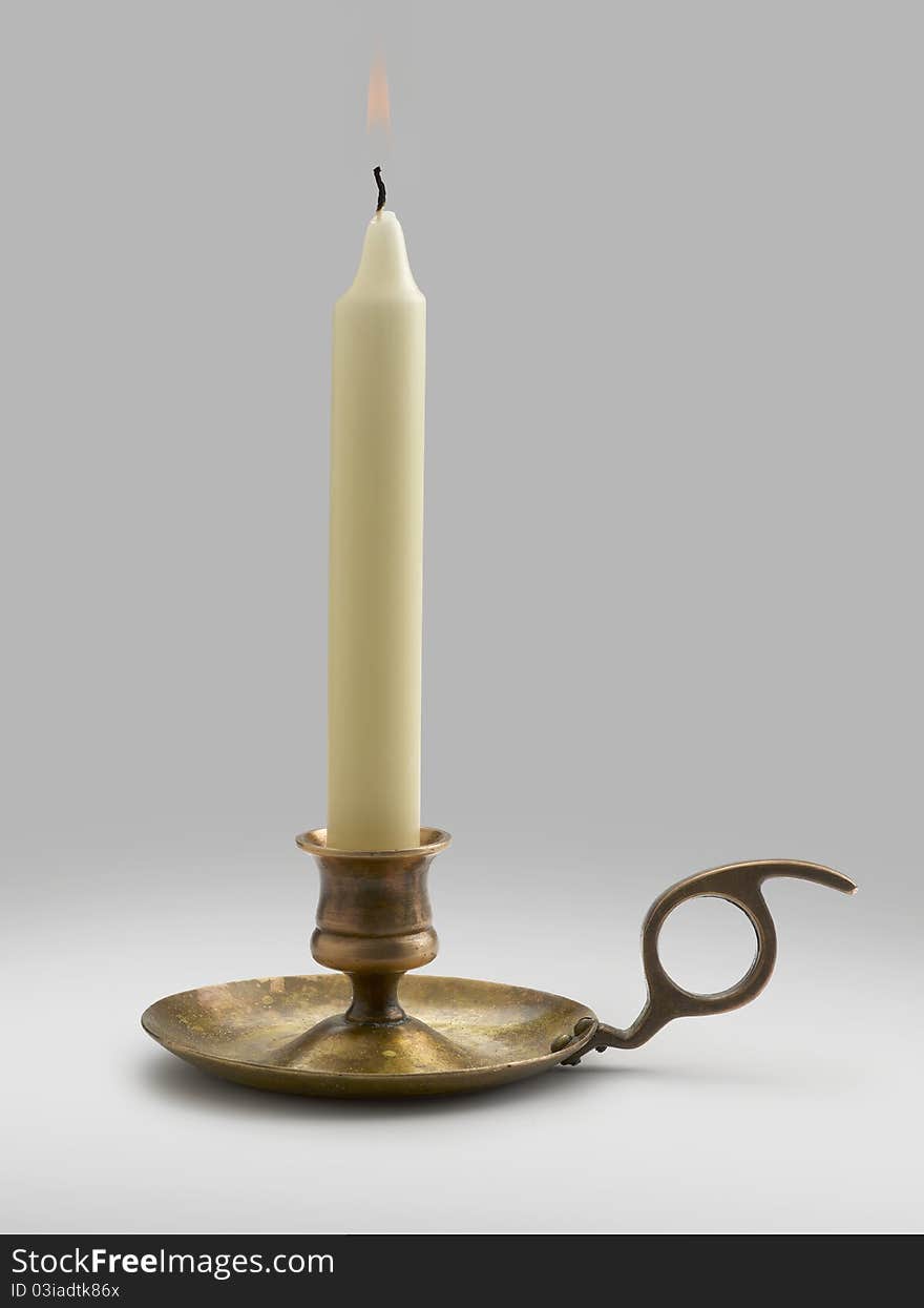 Old Candlestick with flame lights. Old Candlestick with flame lights