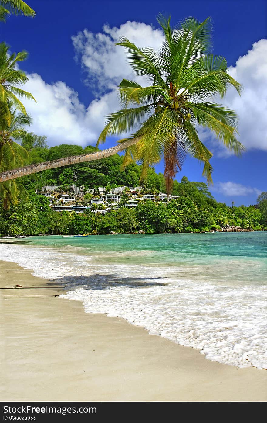 White sandy beach on Mahe island. White sandy beach on Mahe island