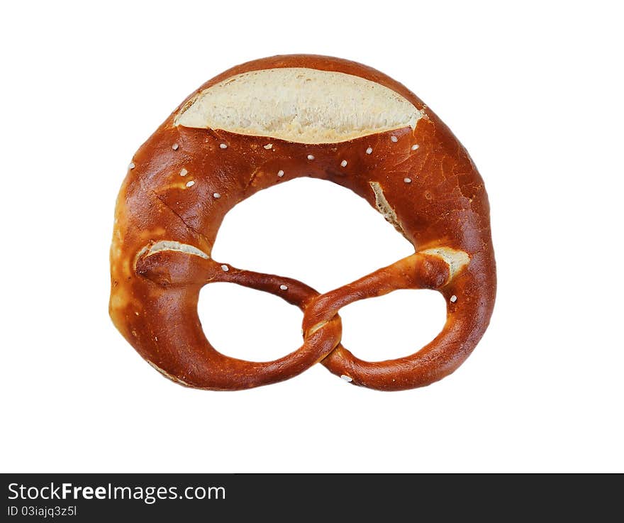 Photo of a german pretzel isolated on white Background