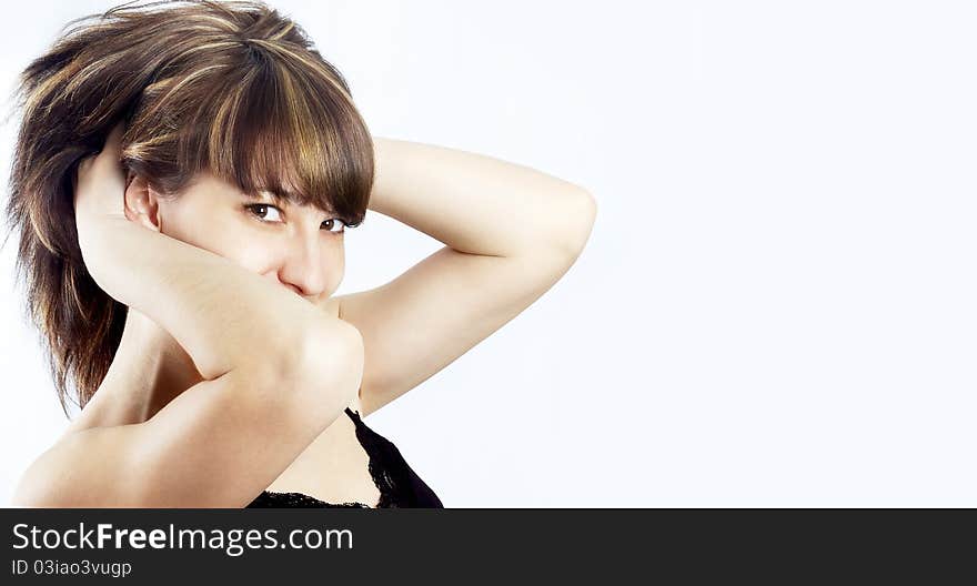 Woman portrait on white background