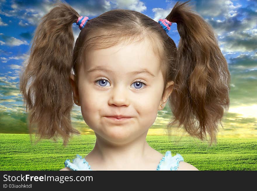 Portrait of a cute little girl.Outdoor