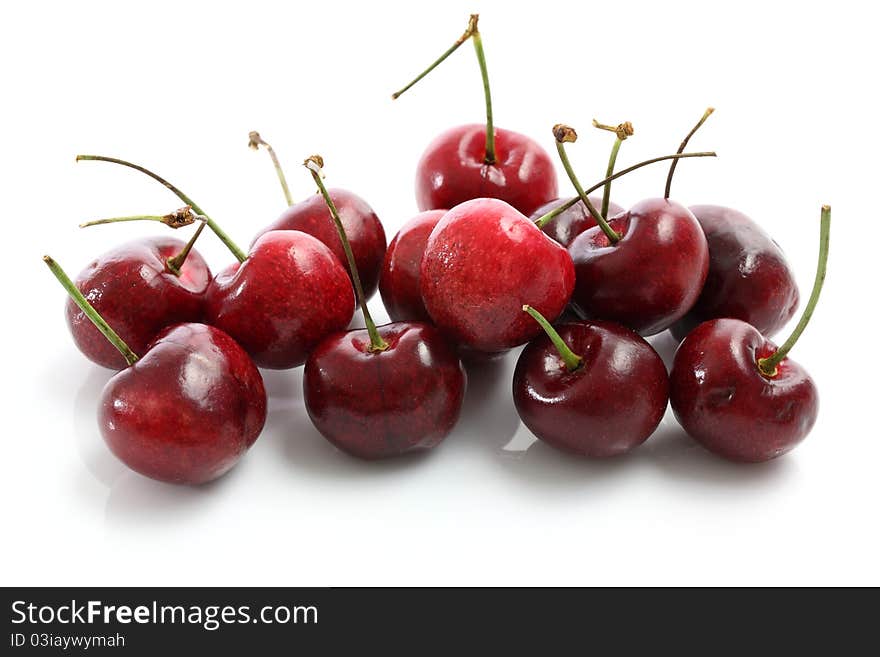 Cherries isolated on white background