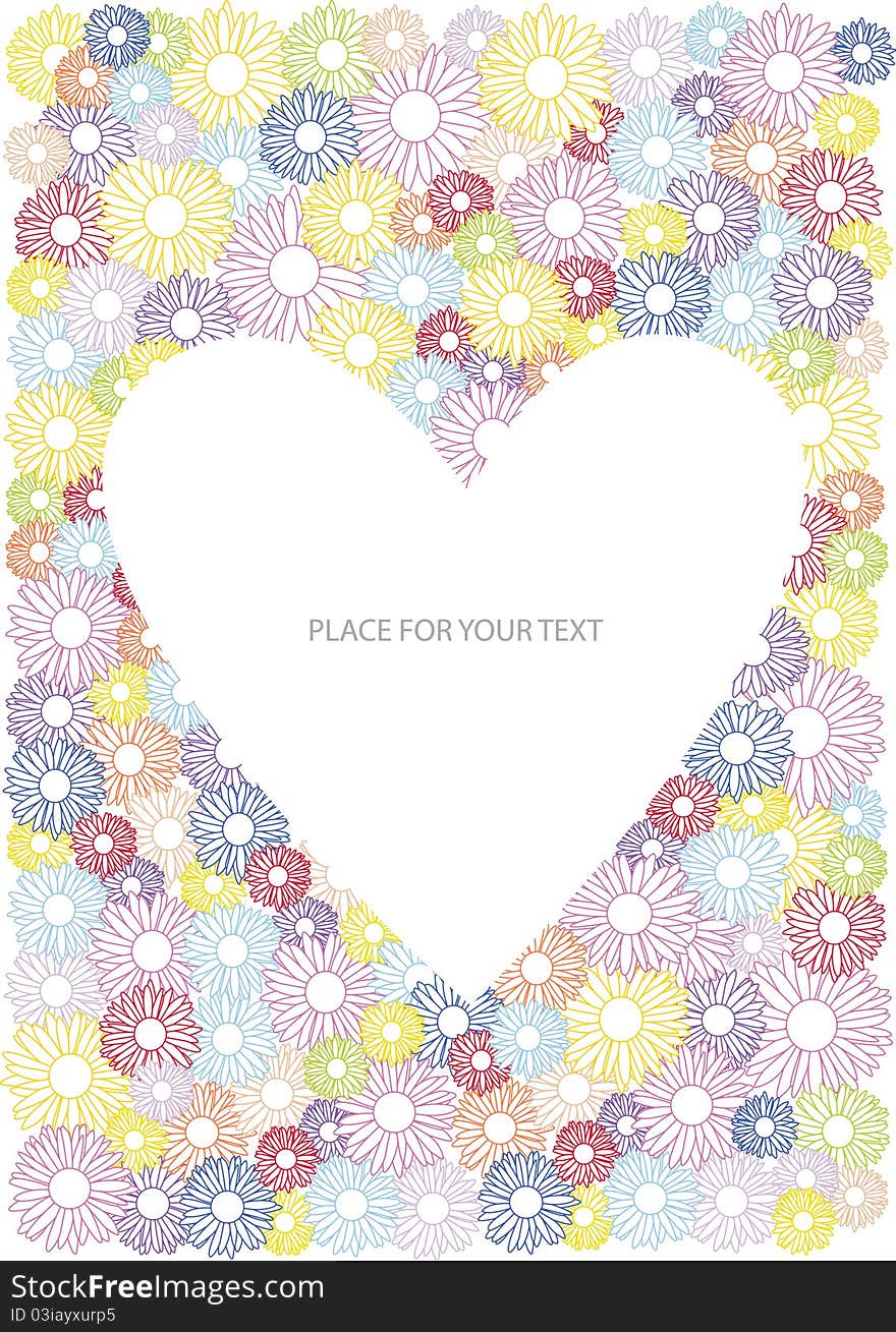 Abstract frame with color flowef silhouettes and place for your text. Abstract frame with color flowef silhouettes and place for your text