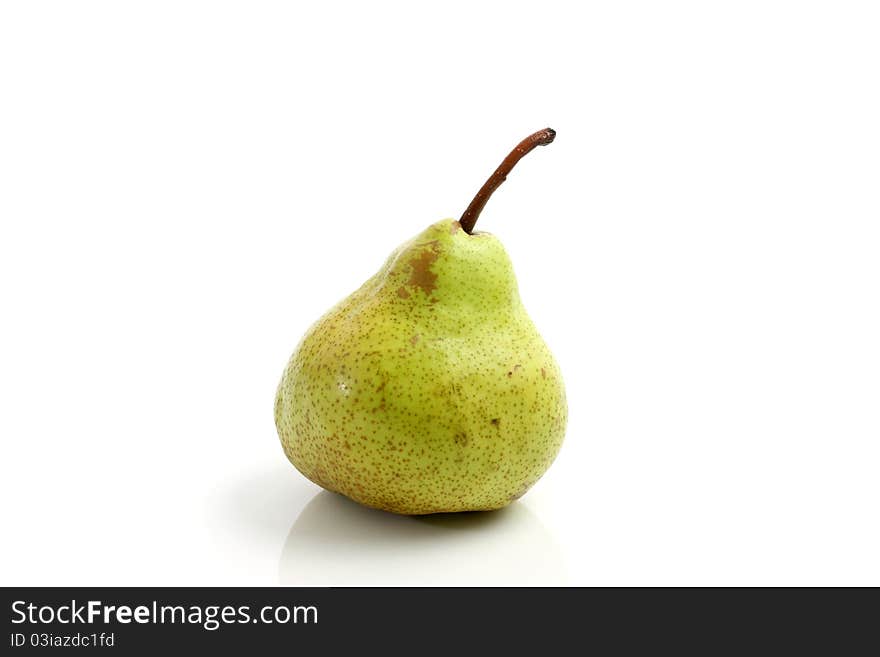 Green pear isolated on white background