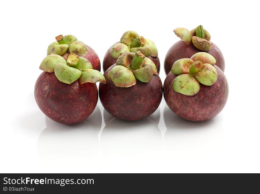 Mangosteen isolated in white background