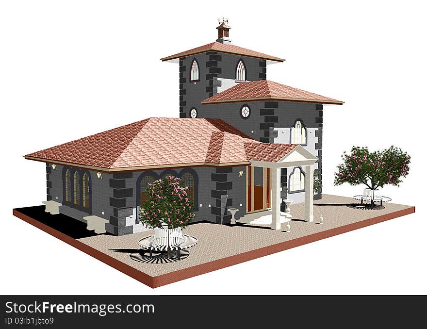 Ancient Old Church-3D