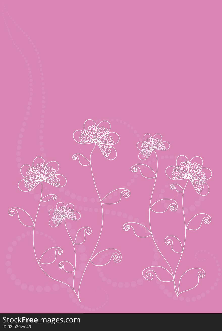 Retro flowers on the pink background. Retro flowers on the pink background