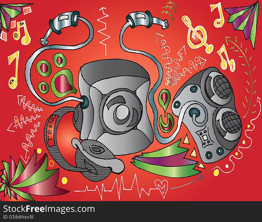 Illustration simply of a sound music. Illustration simply of a sound music