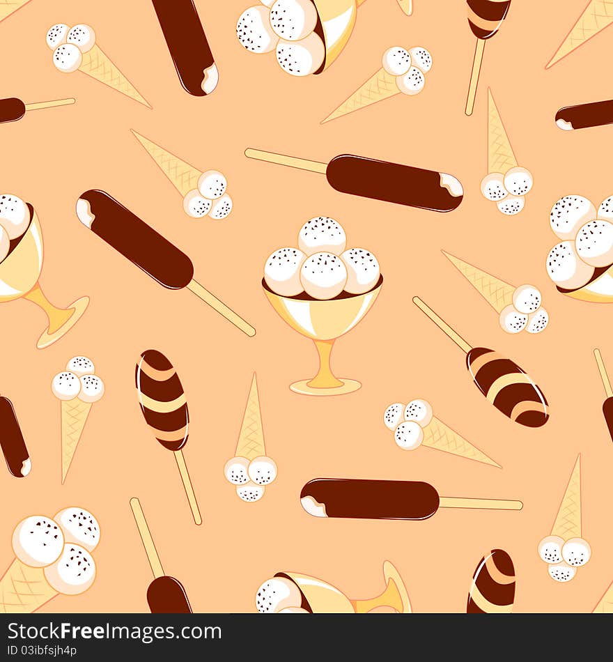 Ice-cream seamless pattern. Vector background.