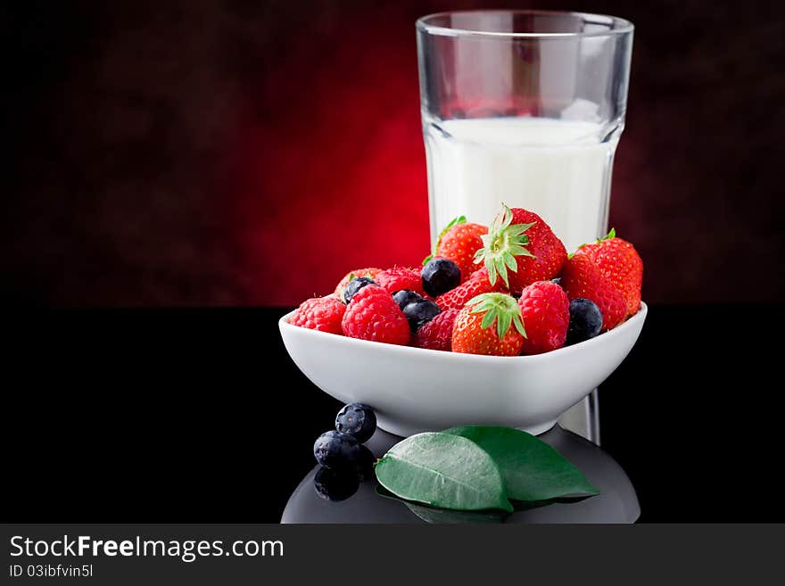 Milk and berries