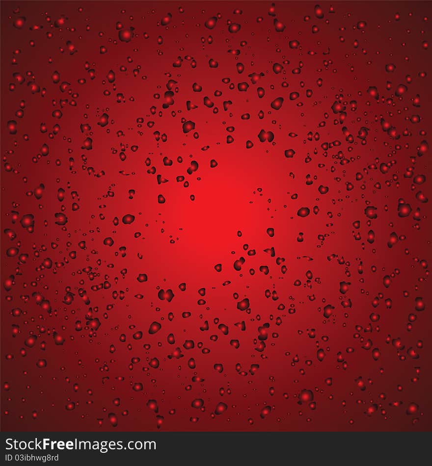 Red background with many drops