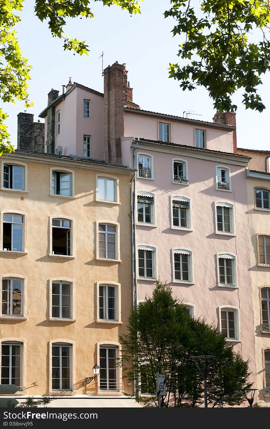 Resident buildings in the city centre of Lyon, France. Resident buildings in the city centre of Lyon, France.