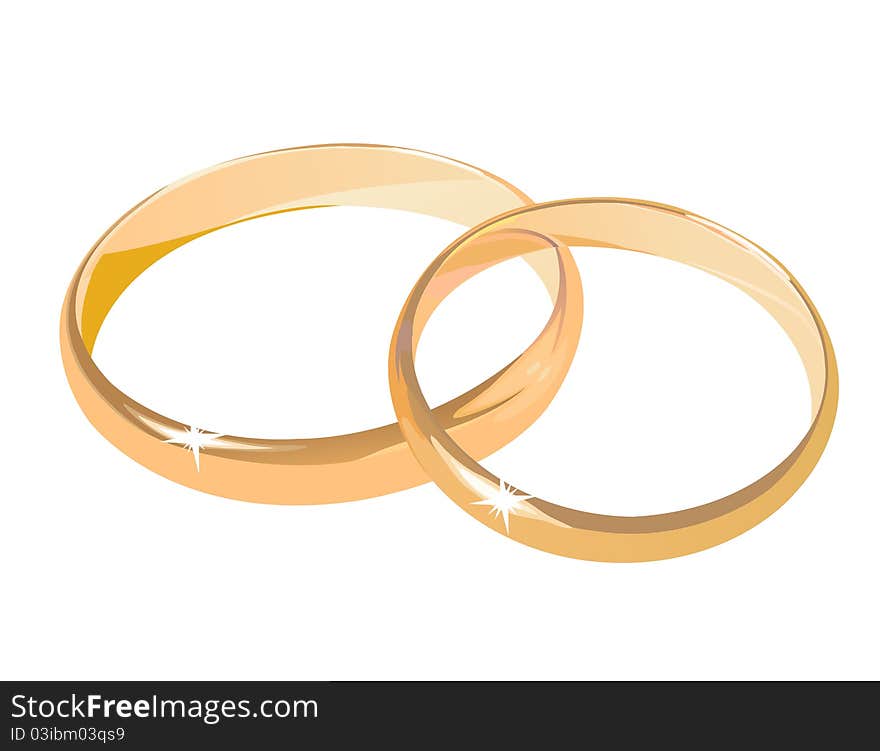 Two wedding rings on white