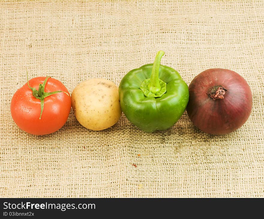 Erganic tomato,potato,pepper and onion. Erganic tomato,potato,pepper and onion