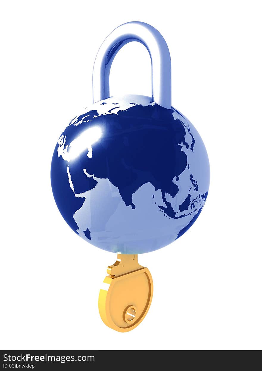 Planet the earth as a lock with a key in it