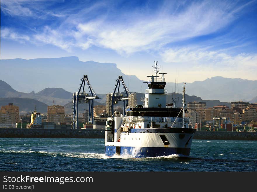 Fishing boat leaving the port