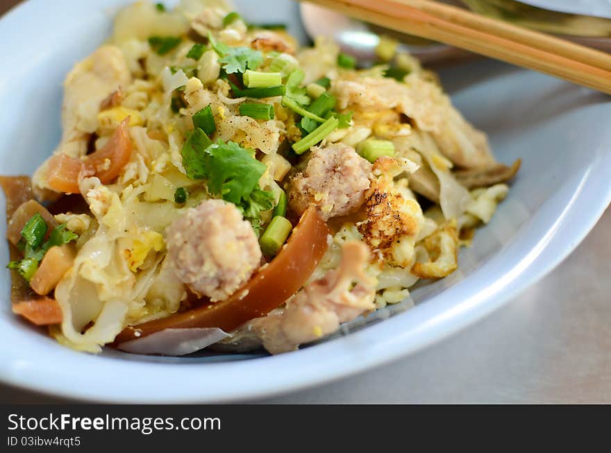 Asian style noodle with pork and fish ball