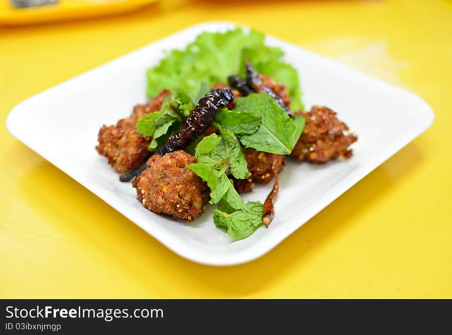 Spicy fried pork ball