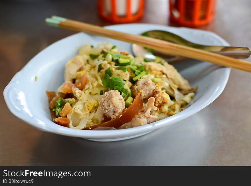 Asian style noodle with pork and fish ball