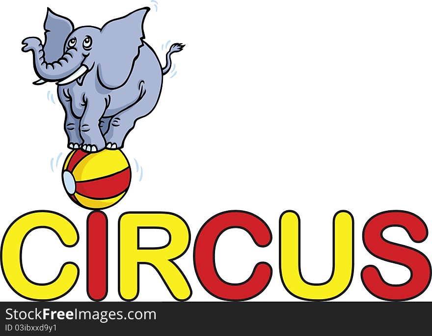 An elephant's doing a circus trick on a ball. An elephant's doing a circus trick on a ball.