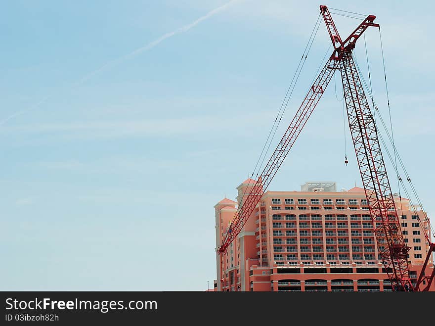 Large Construction Crane And Tall Building